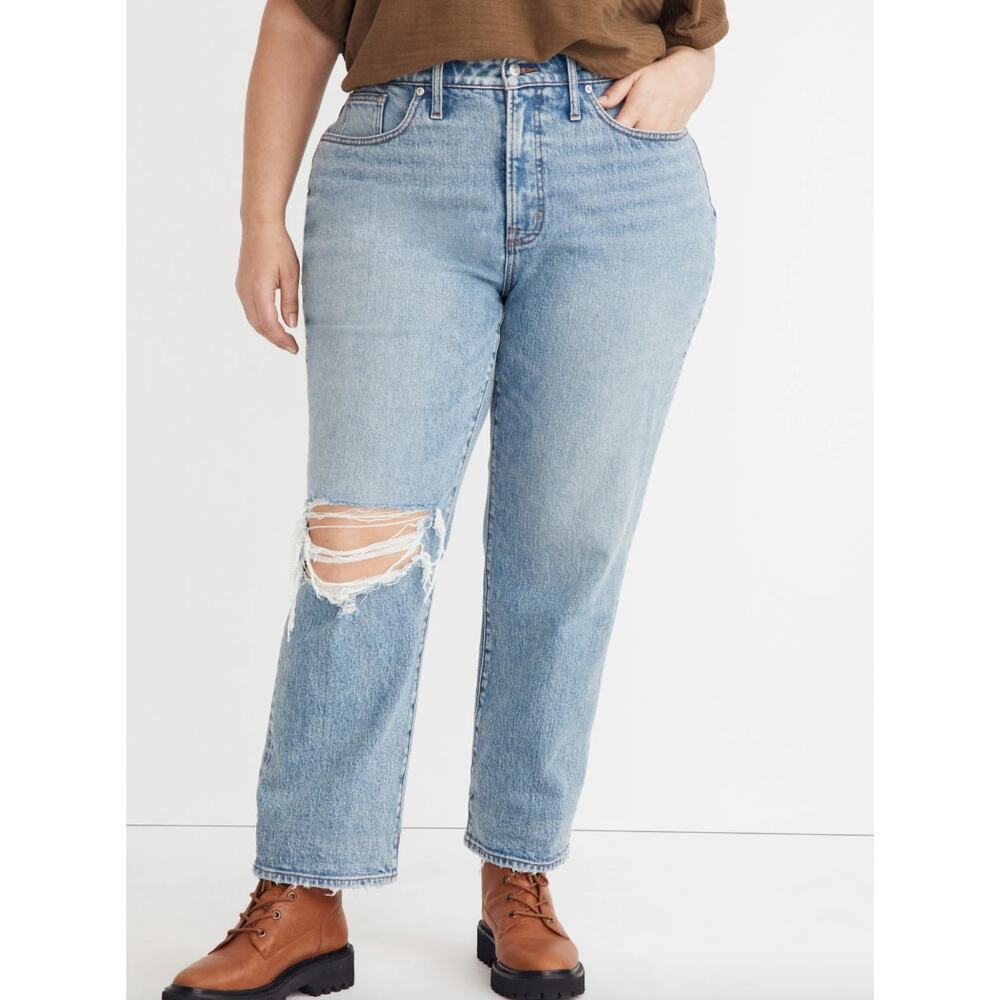 Madewell Curvy Perfect Vintage Straight Jeans, ripped knee | Plus 20W NEW NG864 - Picture 1 of 6